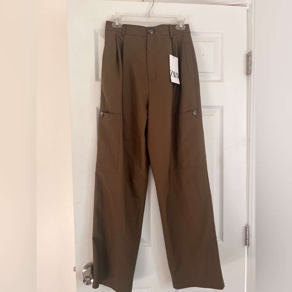 Zara Navy Green Cargo Trousers - Size Small